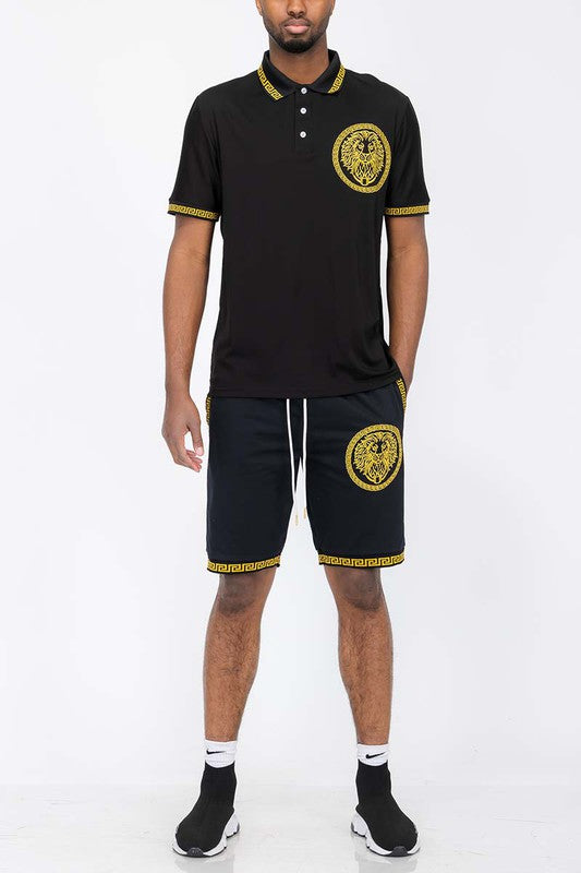 LionStride Cotton Polo & Shorts Combo